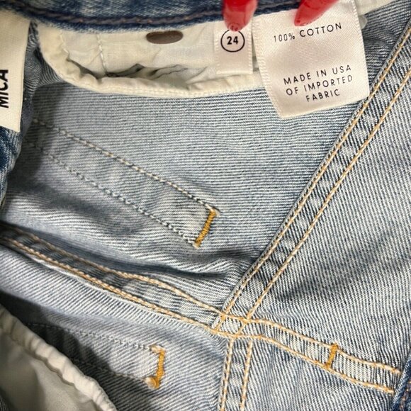 GRLFRND Mica Jeans Size 24 Distressed High Waisted Button Fly High Light Blue - Picture 5 of 7